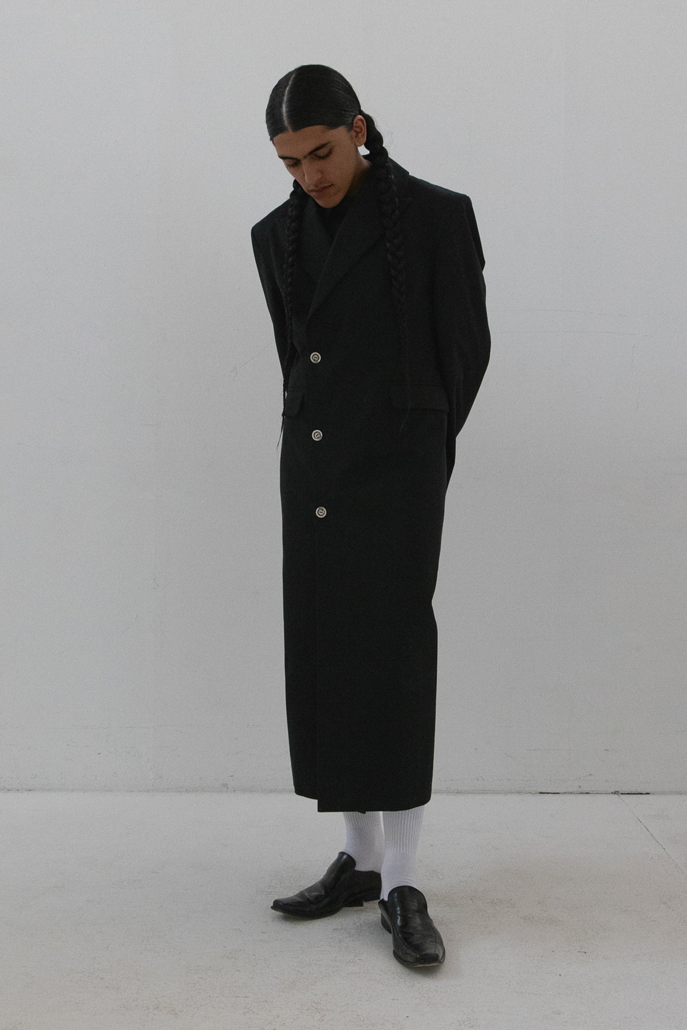 DOUBLE BREST LONG COAT BLACK