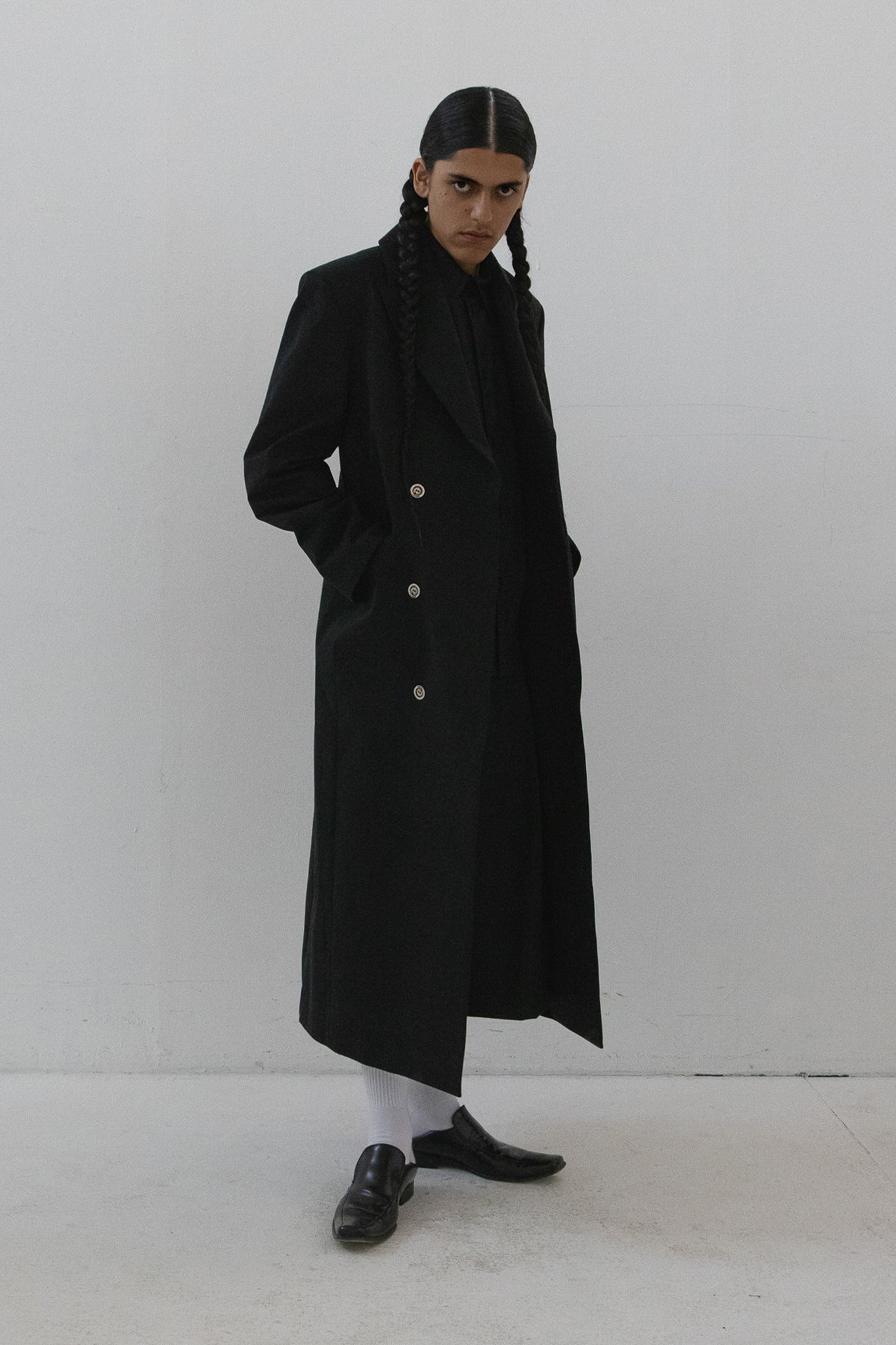 DOUBLE BREST LONG COAT BLACK