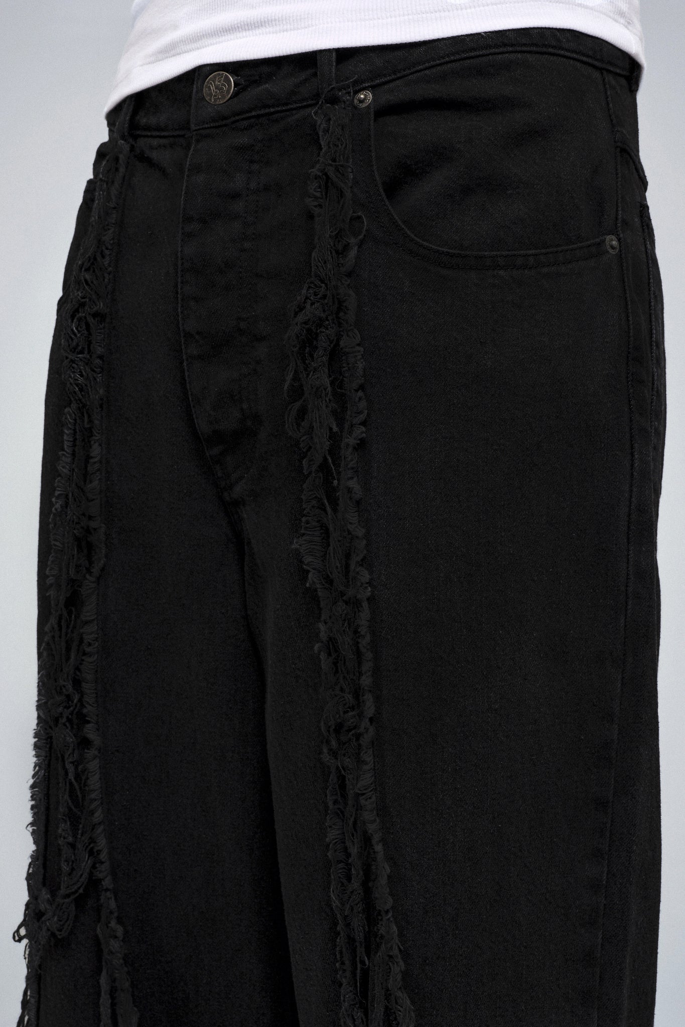 DIAMANTE DENIM PANTS BLACK