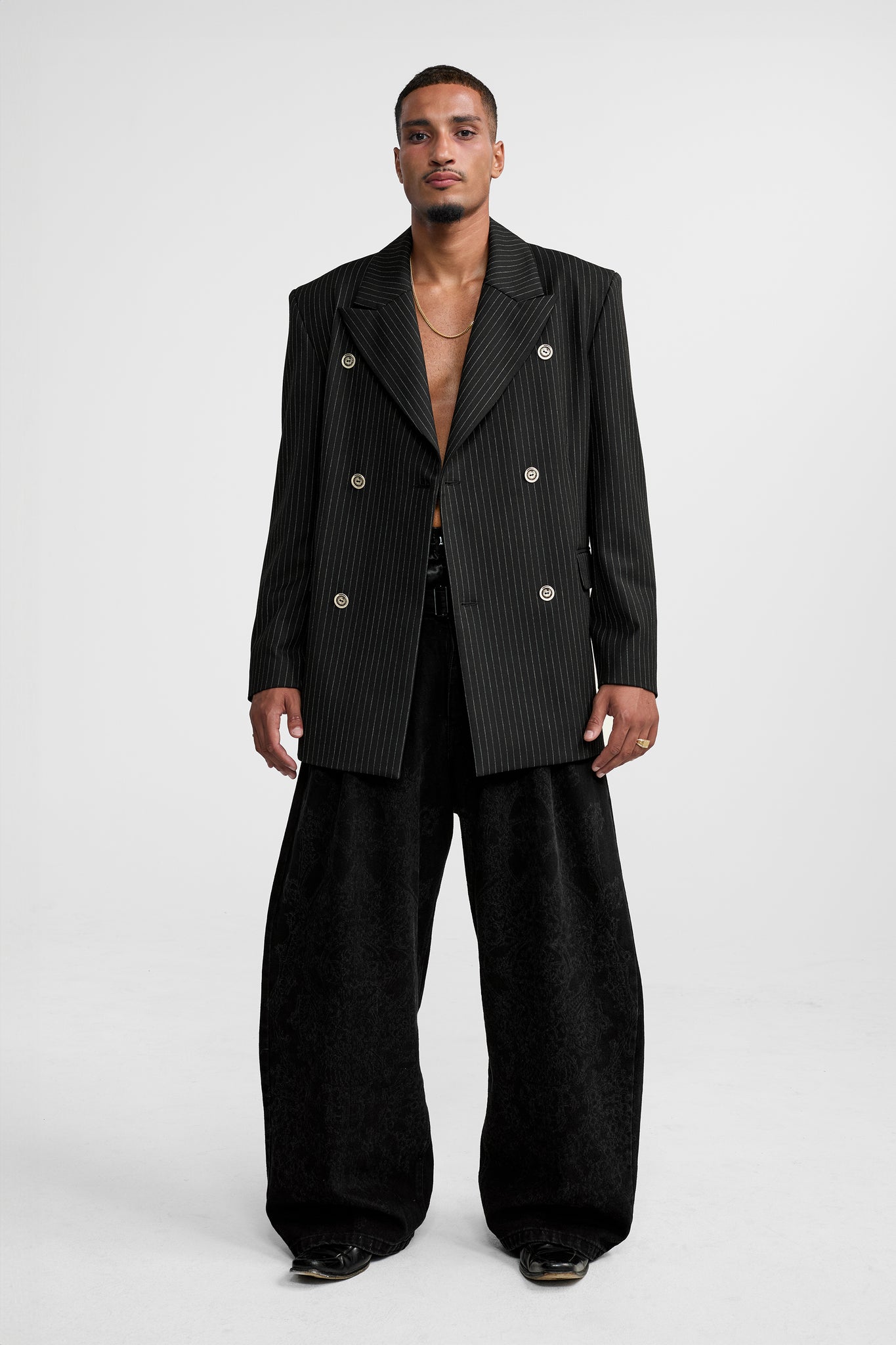OCTAVIO PINSTRIPE DOUBLE BREAST BLAZER