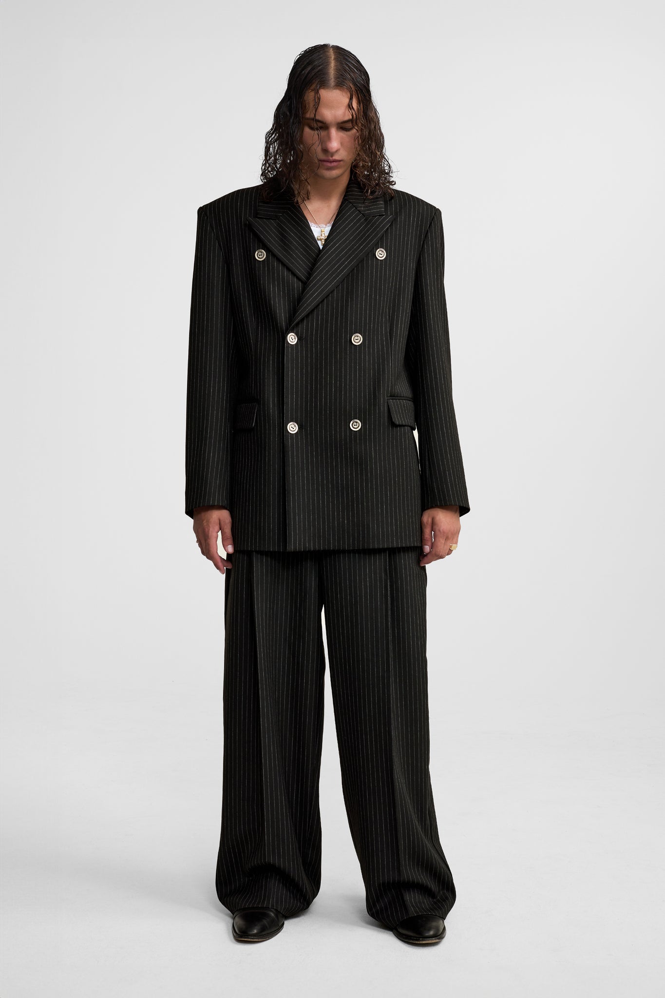 OCTAVIO PINSTRIPE DOUBLE BREAST BLAZER