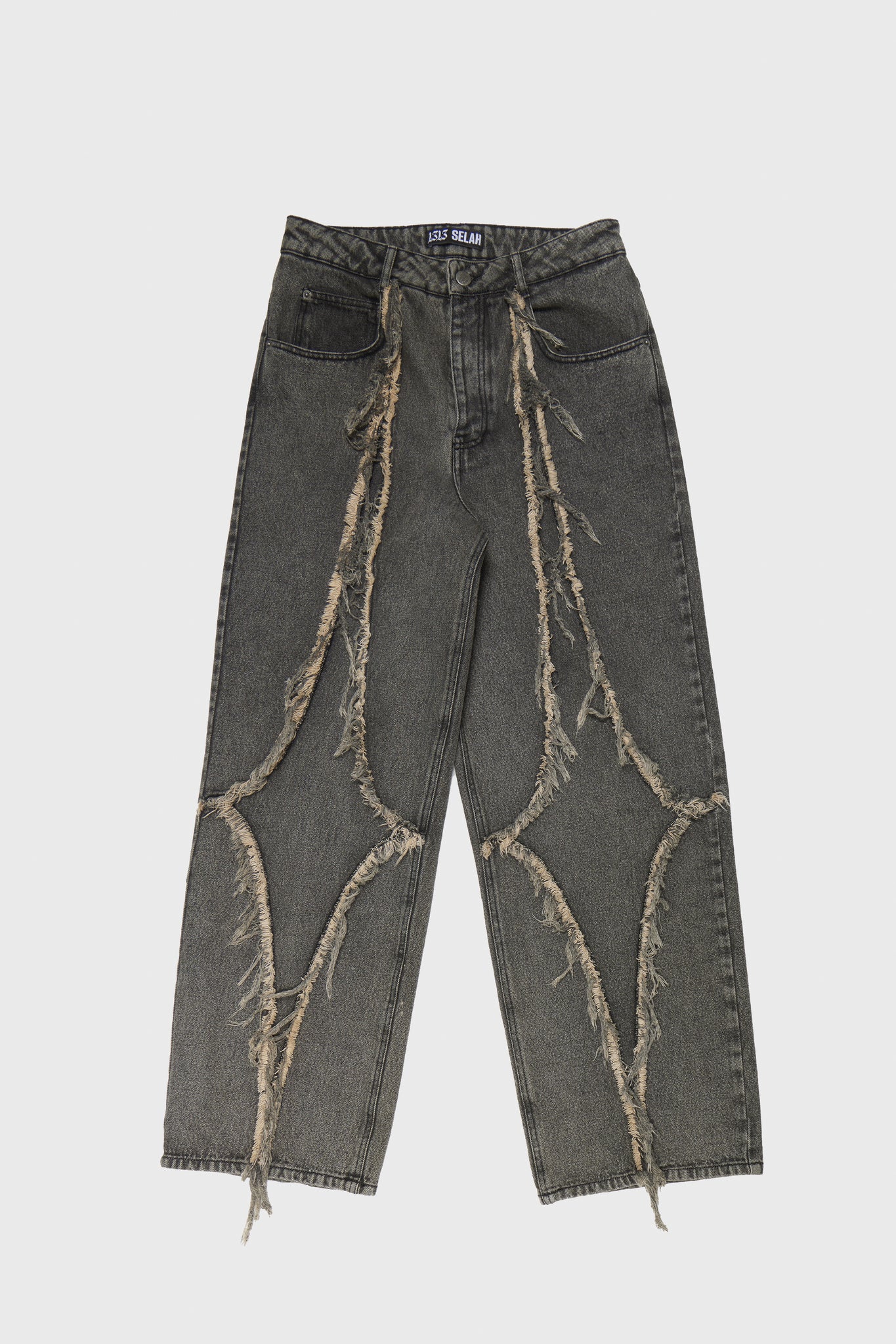 DIAMANTE DENIM PANTS GREY