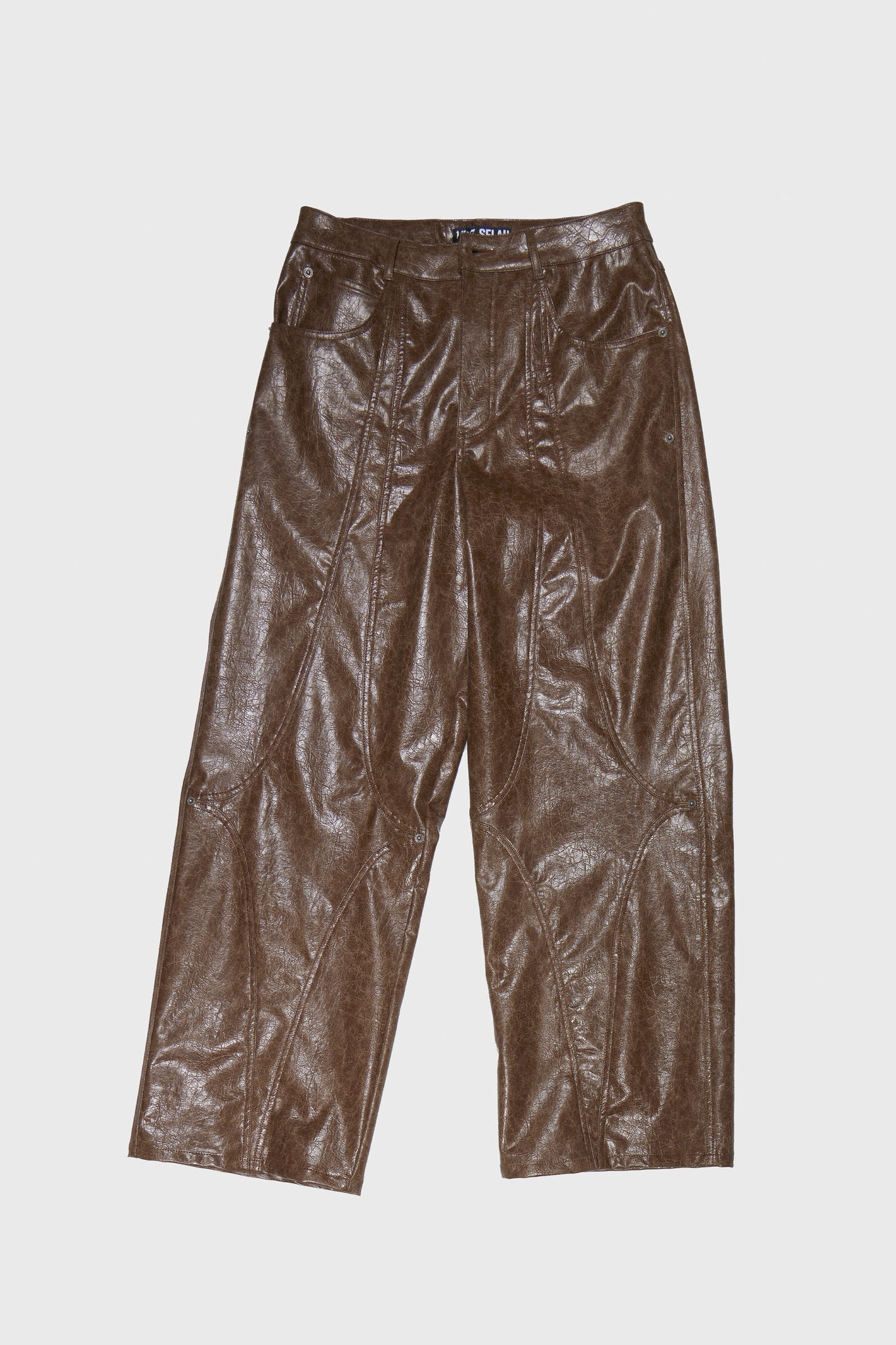 DIAMANTE FAUX LEATHER PANTS