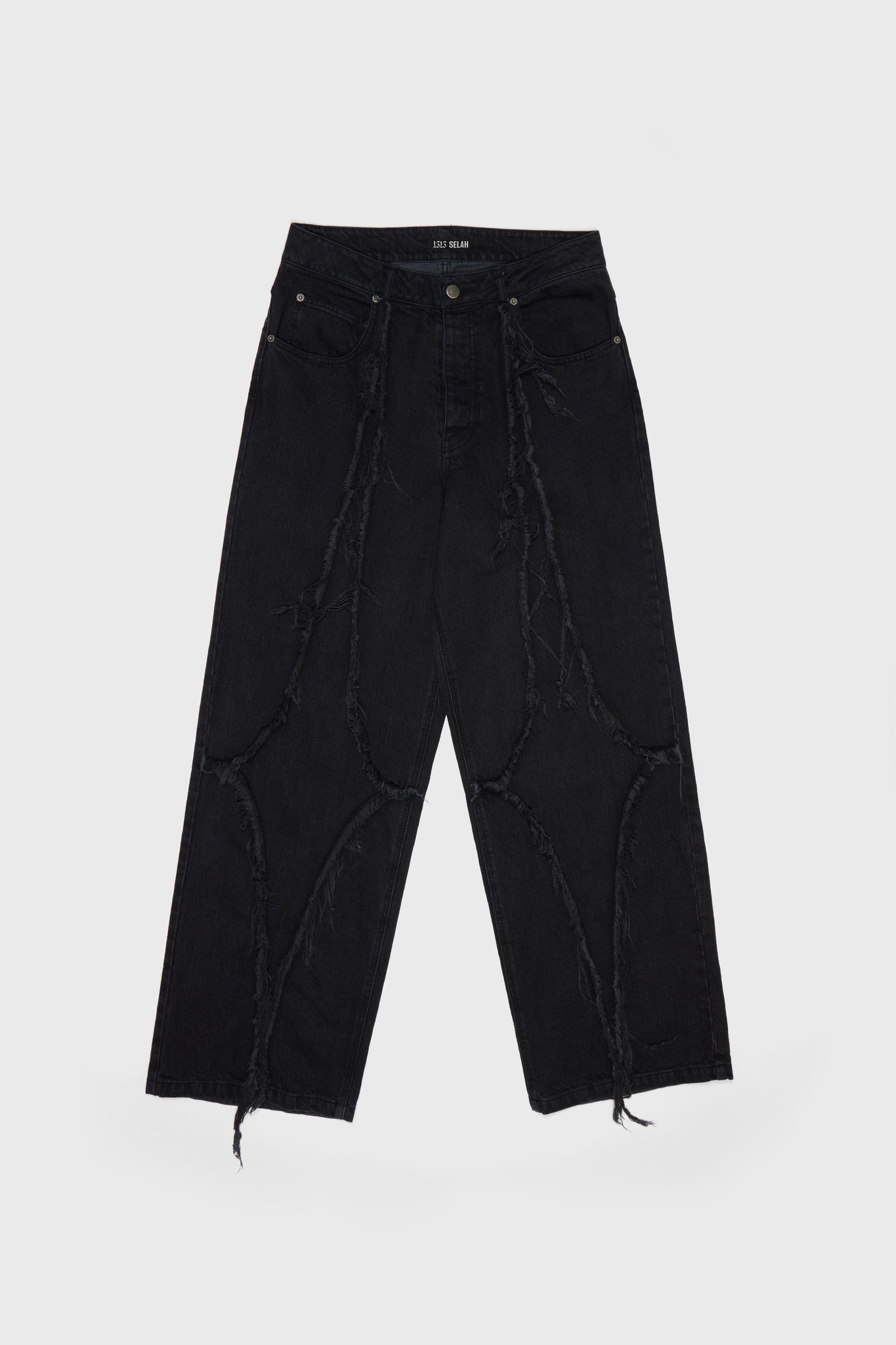 DIAMANTE DENIM PANTS BLACK