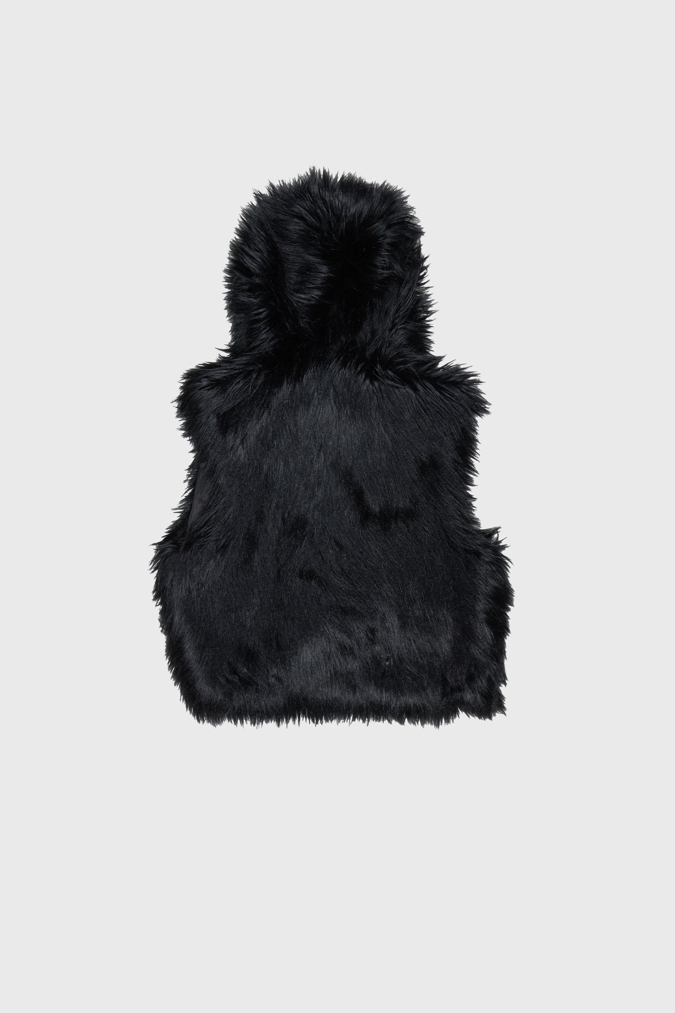 HOODED FUR VEST BLACK (Made to Order)