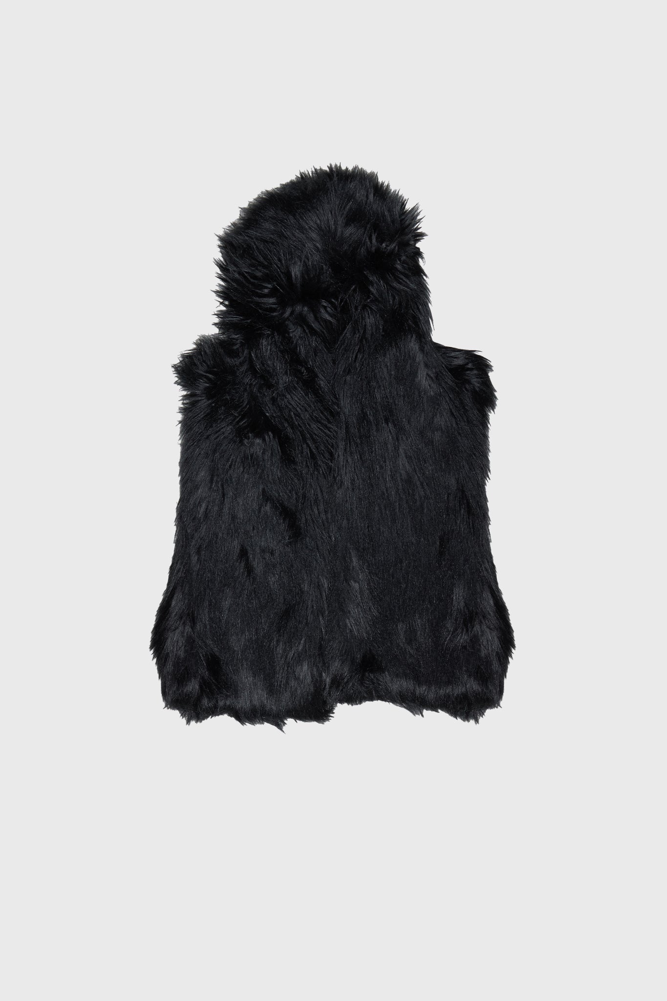 HOODED FUR VEST BLACK (Made to Order)