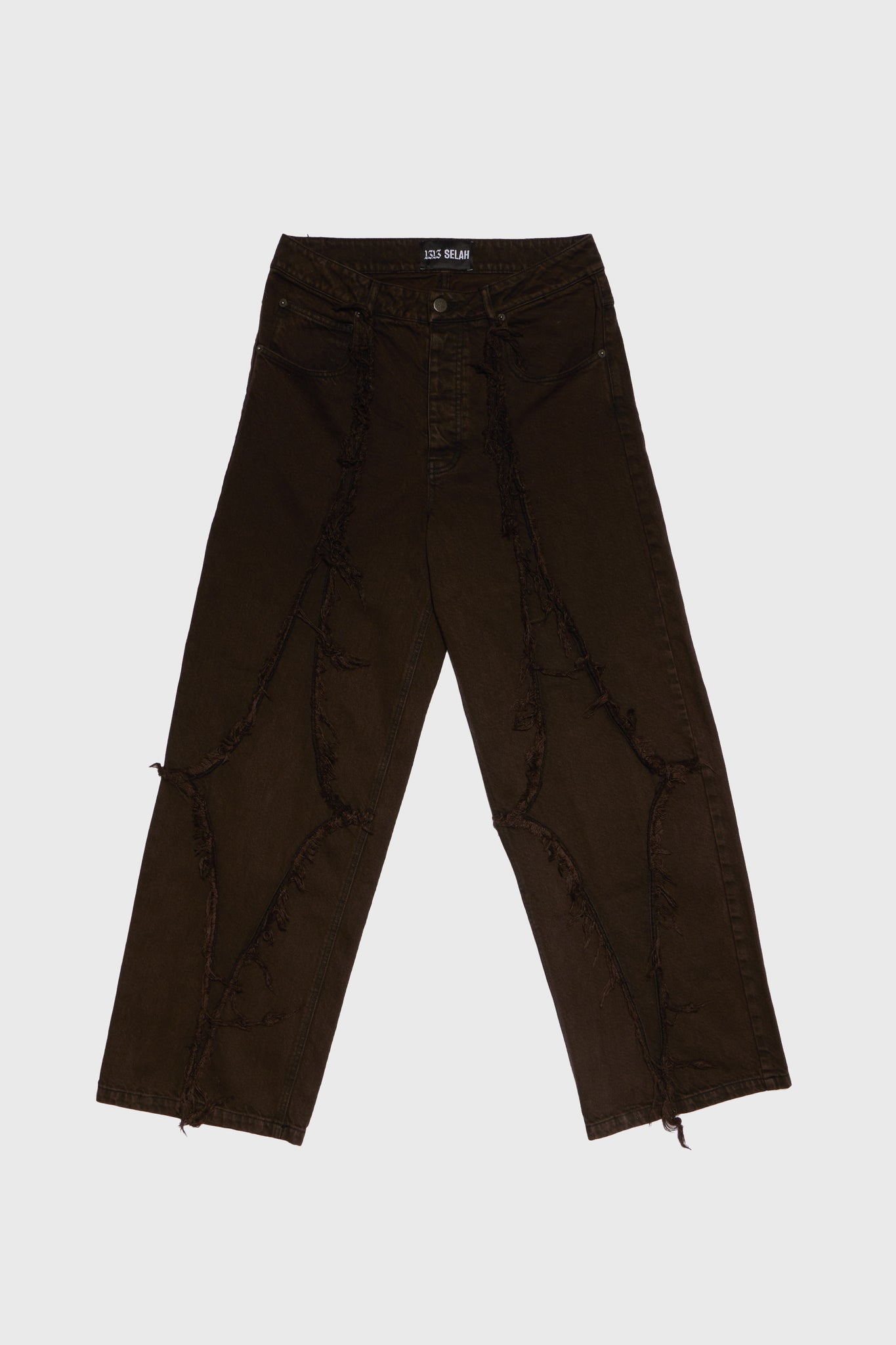 DIAMANTE DENIM PANTS BROWN (RE-DYE)